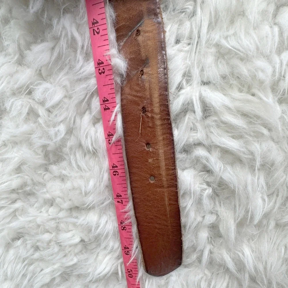 Levi's Brown Leather Belt Full Grain Silver Buckle Mens Sz 42 Distressed Trashed